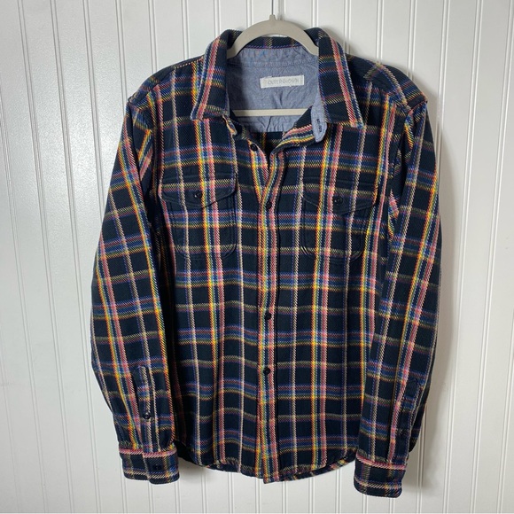 Outerknown Blanket Shirt True Black Rainbow Plaid - Picture 2 of 7